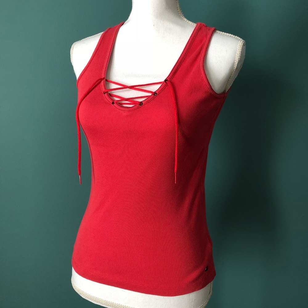 2! Vintage THilfiger Ribbed Tie-up Tanks!